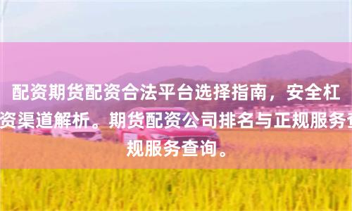 配资期货配资合法平台选择指南，安全杠杆投资渠道解析。期货配资公司排名与正规服务查询。